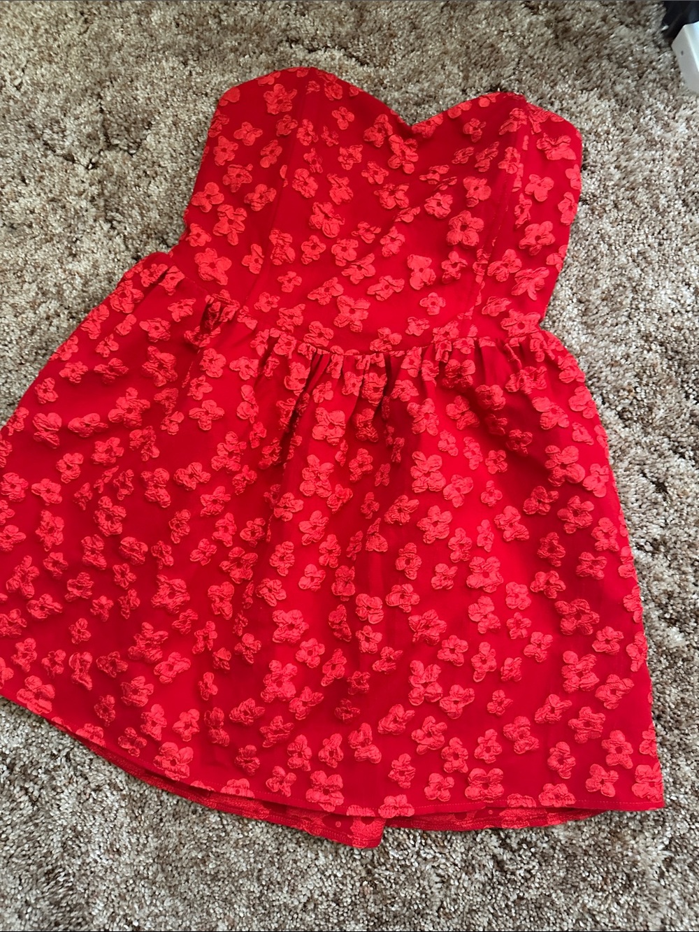 Red Strapless mini dress